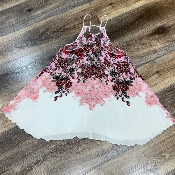 Free People “Floral Haze” Lace Trim Mini Slip Dress in “Tea Combo” 💕 - Picture 5 of 12